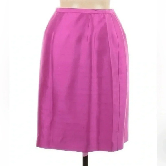 Dana Buchman | Classic Chic Pink 100% Silk Pencil A-Line Skirt Size 6 Small S - Picture 1 of 2